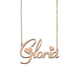 Gloria Custom Name Necklace Personalized Pendant for Men Boys Birthday Gift Best Friends Jewelry 18k Gold Plated Stainless Steel