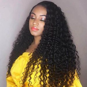 Ishow Brazilian Deep Wave 3 Mänskliga hårbuntar med 4x4 Lace Closure Virgin Extensions för Women 8-28In Naturlig Svart