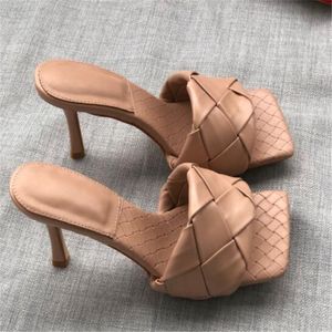 Große Größe 34–43 Damen Sandalen High Heels Luxus Slides Mules Pumps Individuelle Webart Freizeit Damen Prom Hausschuhe Damenschuhe