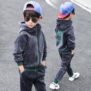 Kinder dicke Samt Hoodies + Hosen 2 Stück Jungen Kleidung Sets Winter Trainingsanzüge für Jungen 1-8Y Kinder Sportanzüge 201127