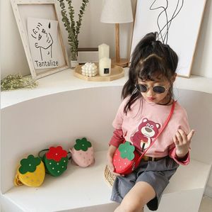 rebite brilhante saco de morango novas crianças Bolsa Corpo Cruz versão coreana de moda crianças de zero carteira bela princesa saco