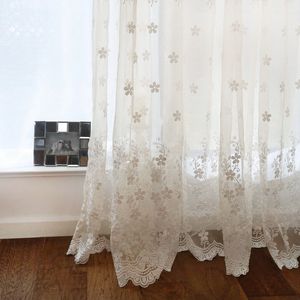 Branco Jacquard Sheer Cortinas para Quarto Delicado Bordado Floral Lace Bottle Tule Tule Painel Cortina HC007C Y200421