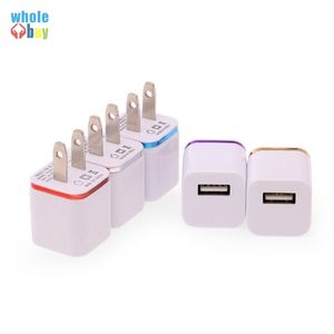 500pcs / lot Renkli 1A ABD Fiş AC Güç Adaptörü Ev Trave Duvar tek bağlantı noktası USB Şarj iPhone 4 5 6 için artı Samsung HTC için