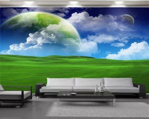 3d Wallpaper para a cozinha Papel de Parede Parede as belas paisagens da Romantic Landscape decorativa verde Pastagem 3d Mural Wallpaper