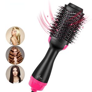 에어 브러시 스타일러 및 건조기 2 in 1 Professional 헤어 드라이어 Volumizer One Step Hair Straightener Curler Electric Anion Blow 220221