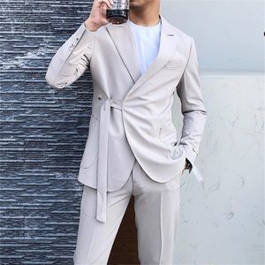 Designer Mens Bröllop Tuxedos Slim Fit GrromsMen Groom Coat Suits Plus Storlek Prom Party Blazer Jacket (Jacka + Byxor)