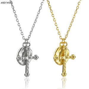 Andywen 925 Sterling Silber Gold unregelmäßige Münzen Kreuzhähler Halskette Lange Ketten Gold Rock Punk Frauen Schmuck 2020 Mode Q0531