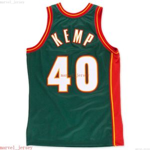 Anpassad sömnad Shawn Kemp 1995-96 Green Jersey XS-6XL Mens Throwbacks baskettröjor Billiga män kvinnor ungdom