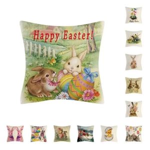 Stock Påskkudde Easter Bunny Colored Egg Pillow Cover Hushållsprodukter Dekorativ kudde Xu