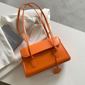 Orange Shoulder Bags Women Fashion Pure Color Handbag Retro Simple Big Satchel Spring And Summer Clutch Square PU PM186