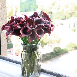 31 Piezas Calla Lily PU Real Touch Jase Decorativo Flor Artificial Flower Flower Lifelike Flowers Bud Decorating Hotel T200103
