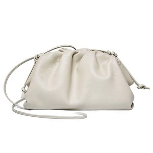 Borse da sera Pochette da donna Borsa a tracolla da donna in vera pelle Borsa a tracolla femminile con volant Beige/Nero