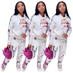 Pants Spot 2021 fashion casual loose hooded long-sleeved printed letter sweater women's suit