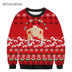 Fashion- Funny Brzydkie Boże Narodzenie Sweter Mężczyźni Kobiety 3D Nowość Wakacyjny Xmas Pullover Bluza Plus Size Swetry Buckers Tops Męskie ubrania