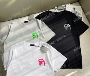 22SS Mężczyźni Kobiety Designers Koszulki Koszulki Tee Foaming Letter Drukuj Krótki Rękaw Człowiek Crew Neck Paryż Moda Streetwear White Black Grey XS-L