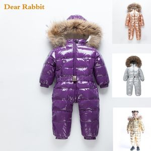 -30 Rus Kış Coat Bebek Snowsuit 90% Ördek Aşağı Ceket Açık Bebek Kayak Giysileri Kız Giyim Erkek Çocuklar Için Tulum 2 ~ 8Y LJ201017