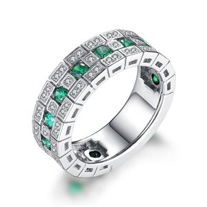 2022 Okłady ślubne Top Sprzedaj Vintage Biżuteria 925 Sterling Silver Fill Emerald 3a Cubic Cyrkon CZ Diament Party Obietnica Kobiety Mężczyźni Zaręczyny Pierścień Prezent