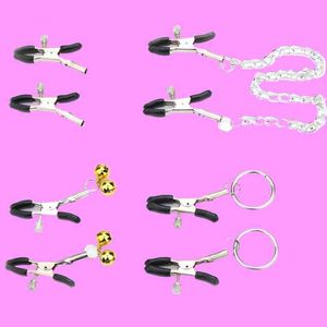 Nxy Sex Pump Toys Seno giocattolo Clip per capezzoli Metallo con campane Catene Anelli Labia Morsetti Bondage Accessori esotici y 1221