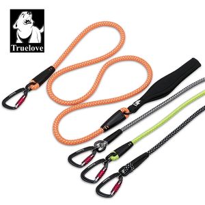 TrueLove Guinzaglio per cani in nylon con alluminio riflettente - Gancio in lega Anello a D in acciaio inossidabile Manico in neoprene per passeggiate a piedi LJ201113