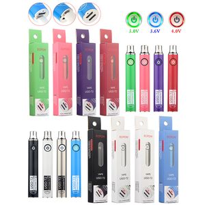 MOQ 5Pcs UGO T2 Vape Batteries 650mAh 900mAh Variable Voltage Preheat E Cigarettes 510 Thraed 2 Charger Port vapes Pens for cartridges