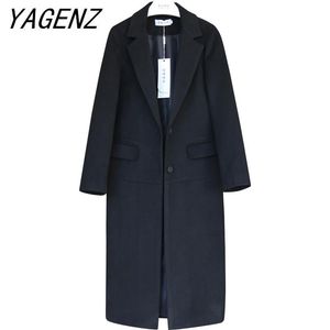 Frauen Wolle Mischung schwarz Kamel Frauen Marke Winterjacke warmes Verdickter Mantel Korea lose lange Oberbekleidung großer weiblicher Feste 4xl