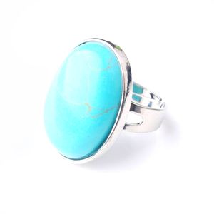 WOJIAER Oval Natural Gem Stone Turquoise Finger Rings Party Ring for Men Women Jewelry DZ9168