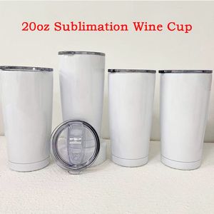 20 Unzen Sublimation Kaffeetassen mit versiegelten Deckeln Reise Auto Tumbler Tassen Edelstahl Vakuum Weinbecher für Outdoor 0302