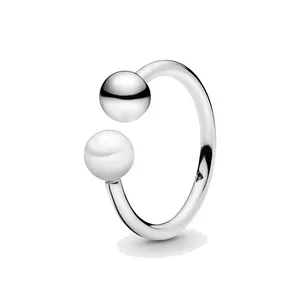 Jóias finas Autêntica 925 Sterling Silver Ring Fit Pandora Charme Open Wedding Engageming DIY Anéis de Casamento DIY