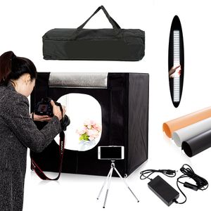 Freeshipping 60 * 60 cm LED photo estúdio luz tenda softbox tiro tenda caixa macia + saco portátil + adaptador AC para brinquedos de jóias