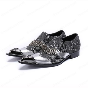 Couro genuíno de New Men Oxfords metálica Acabamento design italiano Itália Pulseiras Deslizamento-Em preguiçoso sapatos Plus Size