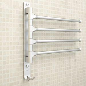 European Space Aluminium 4/3/2 Arms Hanging with Hooks Rack Movable Towel Bars Bathroom Products Y200407