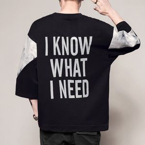 Çeyrek Kollu Tişört toptan satış-Japonya Hip Hop Tops Tees Üç Çeyrek Kol Gömlek Modu Erkekler T Shirt Kpop Ceket Yaz Ince Moda Erkek KG