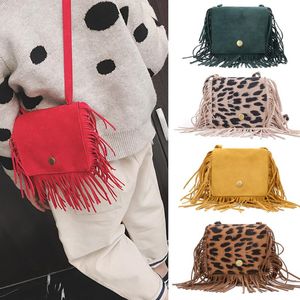 Barn mini plånböcker och handväskor 2020 söta leopard crossbody väskor för tjejer liten mynt plånbok påse liten tjej tassel handväska