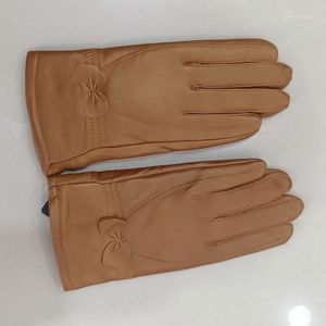 Echte Schaffell Leder Handschuhe Mit Schleife Warme Winter Frauen Mode Fäustlinge Weibliche Dicke Hand Handschuh Damen1