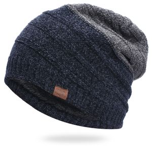 Mysig häckmössa Chenille Woolen Plus Sammet Förtjockning Varm Fahion Sport Slouchy Lös Keps Justerbar Unisex Feststickade Mössor CFYL0174