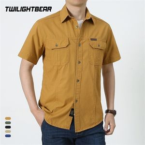 القميص غير الرسمي الصيفي رجال كبير الحجم القصيرة الأدوات قمصان متعددة جيوب الرجال ملابس الرجال Overshirt 5xl MF08 220222