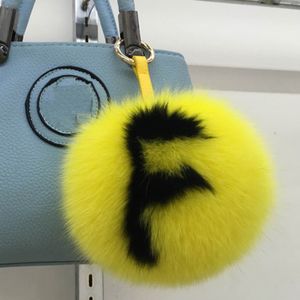 Custom 15cm Big Fluffy Bugs Pompon Keychain Alphabet Fox Fur Ball Pom Pom Key Chain Backpack Bag Purse Charms Gift T200804