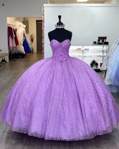 Quinceanera Dress and Cape Cloark Beaked Wavy Carve Parterned Glitter Sparkle Lilac Floor Length Piffy Skirt Pageant Ball Gown