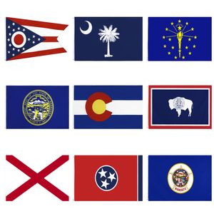 9 States Alabama Tennessee Flag Minnesota Indiana Wyoming Ohio USA state FREEShipping banner Mixed order direct factory 90x150 for Decoration