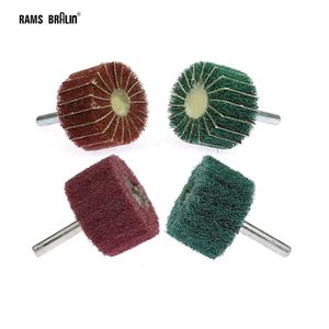 10 pieces Non-woven sive Wheels Polishing Brush 6mm Shaft for Drill Tools Metal Wood Grinding