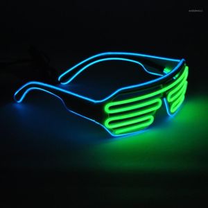 Солнцезащитные очки, искусывающие огни 2-Color EL Wire Neon LED светлая вечеринка DJ UP Яркие затвора в форме очки Rave Sunglasses1