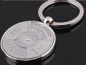 Heißer Verkauf Mini 50 Jahre Perpetueller Kalender Unisex Key Chain Einzigartige Metallauto Key Halter Ring