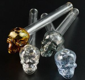 5.5 inch Length Skull Head Pyrex Glass Burner Concentrate Pipes Colorful Oil Nail Burning Jumbo Pipe Thick Clear Smoking Tubes Glass Bowls for smokers Wholesale