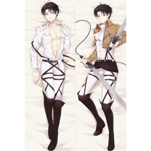 Anime Shingeki No Kyojin Attack på Titan Eren Jaeger Ackerman Levi Rival Dakimakura Kudde Cover Cruwging Body Pillow Case AK01P 20293D