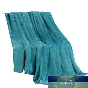 Beddowell Coral Fleece Blanket Solid Blå Polyester Plaid Bedsheet Single Doube Bed Queen King Size Faux Fur Blankets på sängen