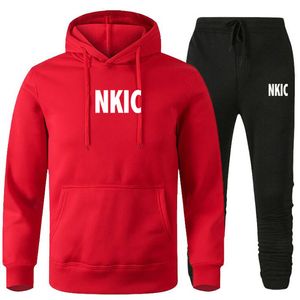 2 pezzi Set Tuta di marca Donna Uomo lettera stampa Jogging Completi da uomo Tuta sportiva Felpa con cappuccio in cotone maschile + Pantaloni Abbigliamento sportivo Ragazzo S-XXXL