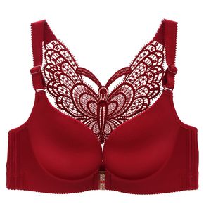 Plus storlek sexig push up bh backless bralette bröst sömlösa bras främre stängning fjäril brassiere för kvinnor d e 120 115 110 BH LJ200821