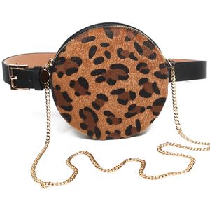 Round Leopard Print Waist Belt Bag Fanny Pack for Women