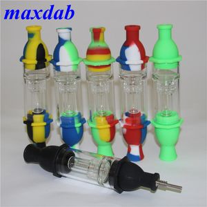 Fumo olio di silicone Rigs narghilè Nettare con chiodo in titanio Multi colori Silicone vetro dab Rig acqua bong Prezzo diretto di fabbrica DHL