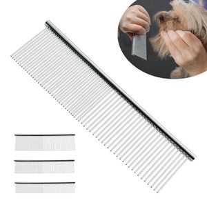 Pentear pentes de aço inoxidável pente cão Grooming Anti-estático Animais de Estimação Fall Clean Up Ferramenta de Grooming